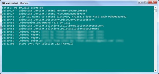 Real-time trace of CQRS system in Windows Azure Cloud