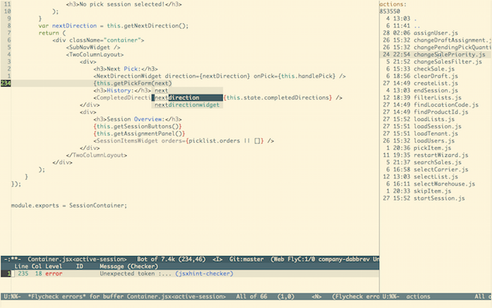 Editing UIv2 in SkuVault in Emacs